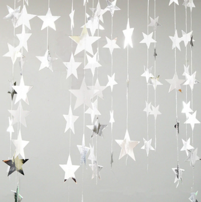 Guirnalda Decorativa de 4 Metros con Estrellas y Flores de Cartulina Perlada para Eventos - Image 8