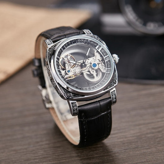 Reloj Mecánico Automático Vintage con Esfera Luminosa y Relieves - Image 3