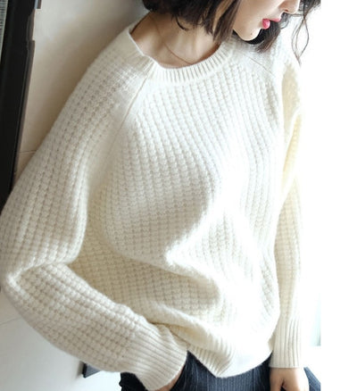 Suéter Tejido de Algodón Holgado Corto - Pullover Básico Versátil - Image 2