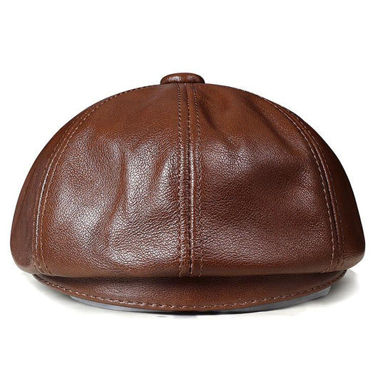 Sombrero Octagonal de Cuero Gamuza con Cúpula - Estilo Clásico para Hombre - Image 7
