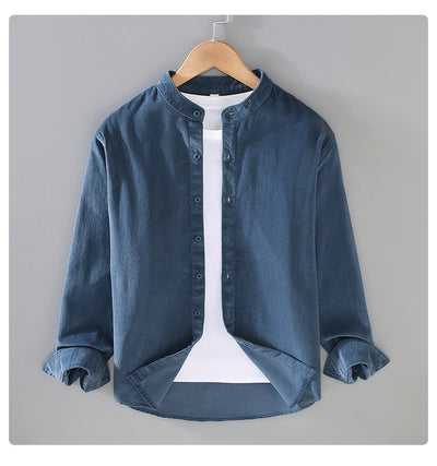 Chaqueta Camisa Retro de Pana para Hombre con Cuello Alzado - Image 11