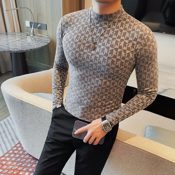 Camiseta Cuello Alzado Tendencia Moderna para Hombre
