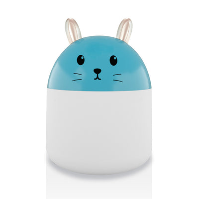 Cute sky blue and white mini USB rabbit humidifier with gold ears, ideal for home or office aromatherapy. - Image 7