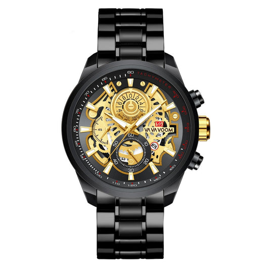 Reloj de Cuarzo para Hombre Dorado Negro Elegancia Empresarial - Image 14