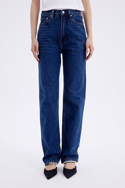 Jeans Rectos Azul Oscuro para Mujer - Estilo Simple y Versátil - Image 17