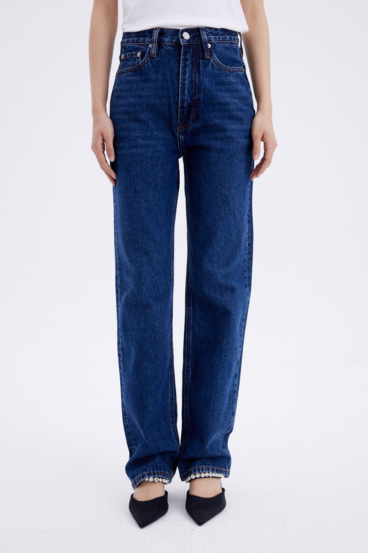 Jeans Rectos Azul Oscuro para Mujer - Estilo Simple y Versátil - Image 17