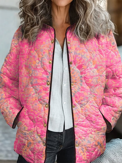 Chaqueta Acolchada de Algodón para Mujer con Estampado Floral Digital - Image 14