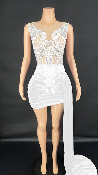 Vestido de Noche Elegante con Cola Lateral para Cantantes y Eventos - Image 9