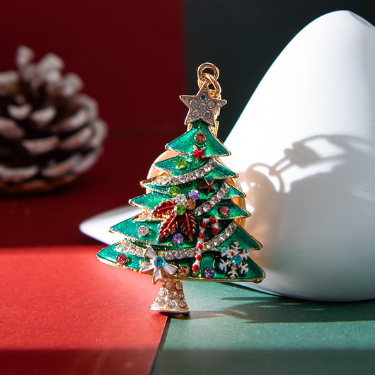 Llavero Navideño Árbol de Navidad con Gotas de Diamante Europeo y Americano - Image 3