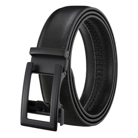 Cinturón de Cuero para Hombre con Hebilla Automática - Doble Capa de Cuero Vacuno