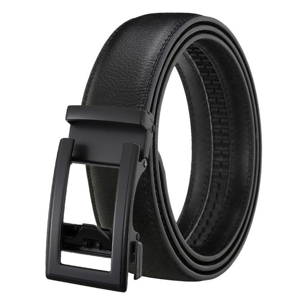 Cinturón de Cuero para Hombre con Hebilla Automática - Doble Capa de Cuero Vacuno