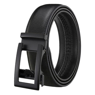 Cinturón de Cuero para Hombre con Hebilla Automática - Doble Capa de Cuero Vacuno