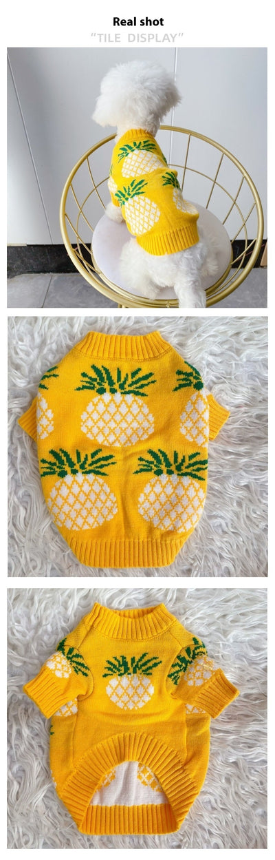 Ropa Navideña para Mascotas con Estampado de Piña - Abrigo Otoño Invierno - Image 11