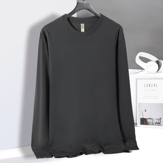 Camiseta Básica de Algodón con Cuello Redondo y Manga Larga para Hombre - Image 8