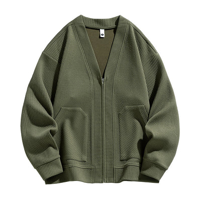 Cardigan Tipo Chaqueta Talla Grande para Hombre - Cierre de Cremallera - Image 7