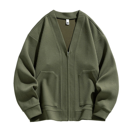 Cardigan Tipo Chaqueta Talla Grande para Hombre - Cierre de Cremallera - Image 7