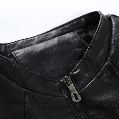 Chaqueta de Cuero PU con Cuello Alto y Forro de Terciopelo para Hombre - Image 10