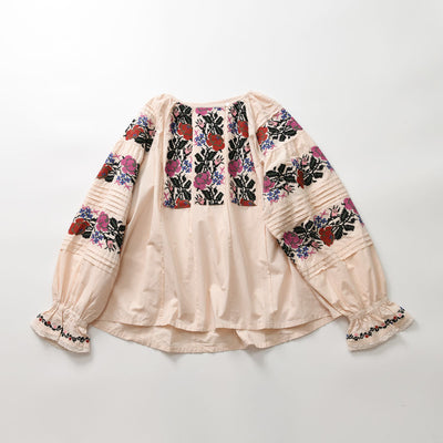 Blusa Casual de Algodón para Mujer con Cuello Redondo y Manga Larga - Image 3