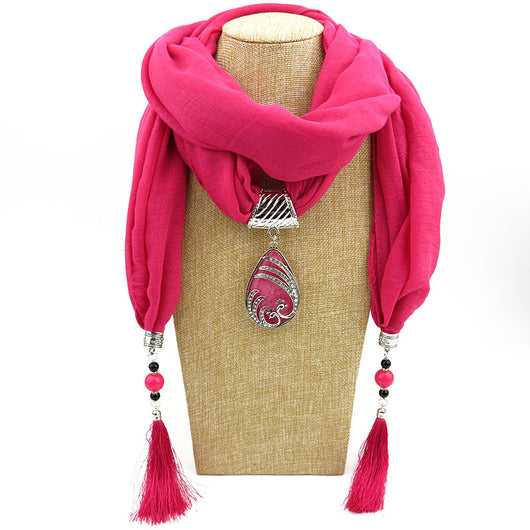 Bufanda Étnica Pavo Real con Borla de Gema - Chal Otoño Invierno para Mujer - Image 14