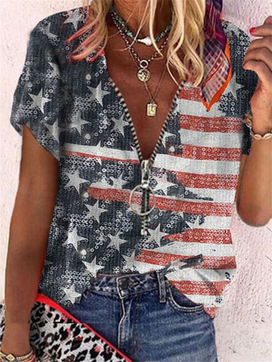 Playera Suelta con Cierre y Estampado para Mujer - Image 16