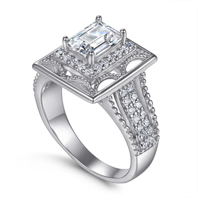 Anillo de Plata Esterlina para Mujer con Diamante Simulado Cuadrado - Image 3