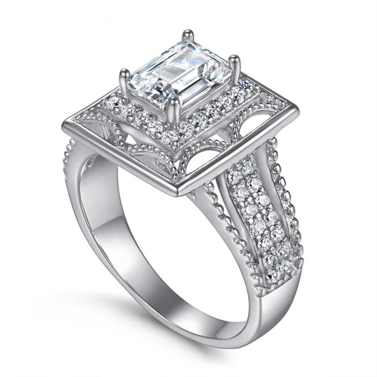 Anillo de Plata Esterlina para Mujer con Diamante Simulado Cuadrado - Image 3