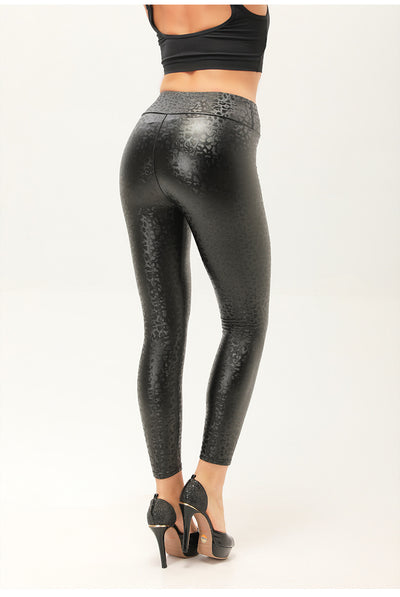 Pantalones de Cuero PU Estampado Talle Alto Ajustado para Mujer - Image 13