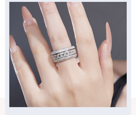 Anillo Cubano Giratorio de Plata 925 con Moissanita Completa para Hombre - Image 14