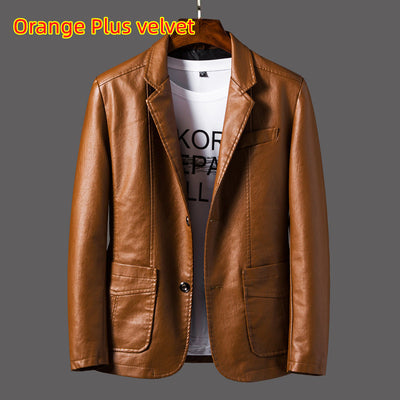 Chaqueta de Cuero para Hombre Otoño Invierno Solapa Delgada - Image 6