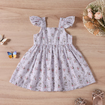 Vestido Infantil Tricolor Floral con Mangas Aleteo - Image 15