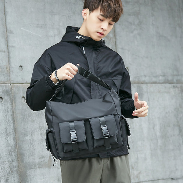 Bolsa Crossbody de Lona Utilitaria Estilo Japonés para Hombre