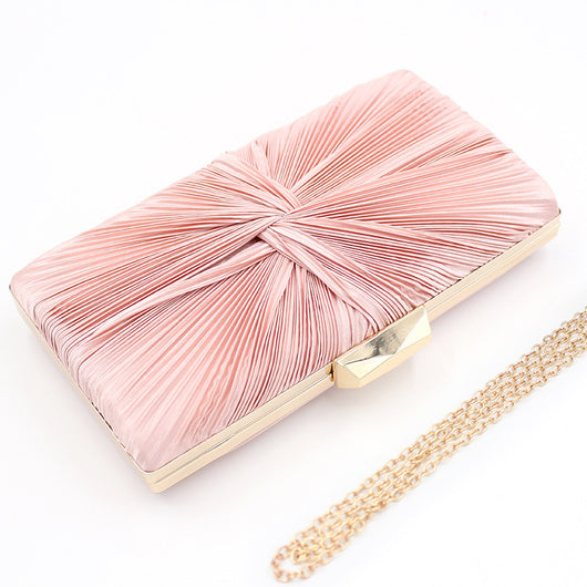 Bolso de Noche Elegante con Pliegues y Asa de Cadena - Image 4