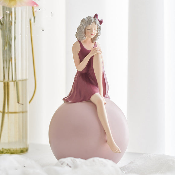 Estatua Decorativa de Niña Burbuja en Resina - Figura Adorable para el Hogar