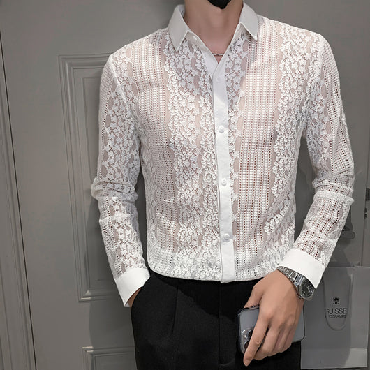 Camisa Estampada de Cuadros para Hombre de Manga Larga