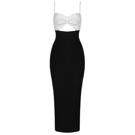 Vestido Largo Bandage Elegante con Escote V y Diseño Hueco en Cintura - Image 4