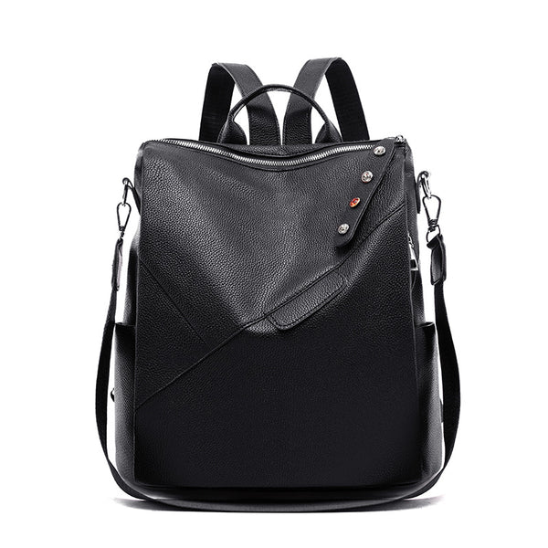 Mochila de Cuero PU Estilo Universitario para Mujer - Bolso Escolar Minimalista