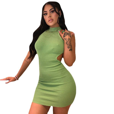 Vestido Elegante Escote Alto con Espalda Descubierta y Cintura Ajustada - Image 7
