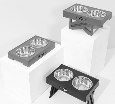 Comedero Ajustable para Mascotas con Mesa Elevadora Plegable - Doble Recipiente Acero Inoxidable - Image 16