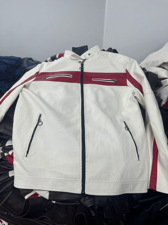 Chaqueta de Cuero Retro con Cuello Alto para Hombre