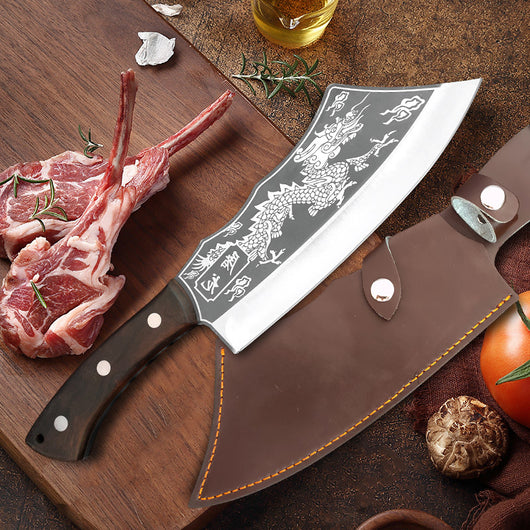 Machete Profesional Forjado con Patrón Dragón - Cortador Multifunción para Leña, Bambú y Hueso - Image 3