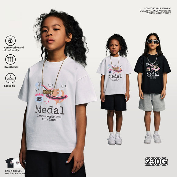 Camiseta de Verão Infantil Estilo Europeu e Americano