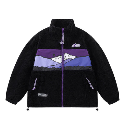 Abrigo de Polar Berber Patchwork Contraste de Colores para Hombre - Image 3