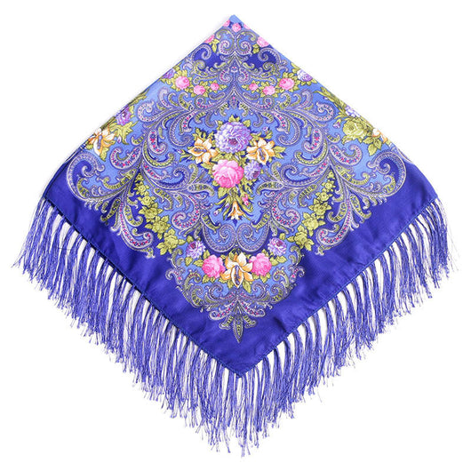 Pañuelo Cuadrado de Algodón y Lino con Flecos Estampado - Image 30