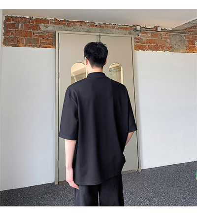 Camisa de Manga Corta con Bordado de Hojas de Bambú para Hombre - Image 24