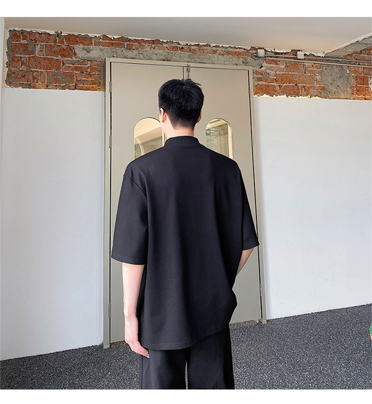 Camisa de Manga Corta con Bordado de Hojas de Bambú para Hombre - Image 24