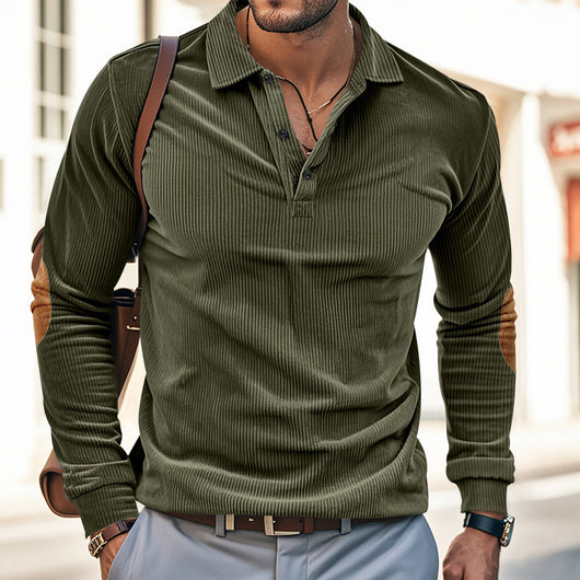 Camiseta Manga Larga de Pana para Hombre - Primavera y Otoño - Image 41