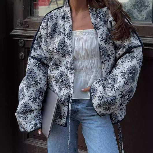 Chaqueta Estampada con Cordones para Mujer