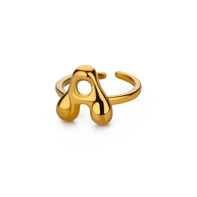 Anillo de Letras Bubble Dorado en Oro 18K Chapado - Image 93