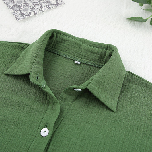 Conjunto de Algodón para Mujer: Camisa Manga Larga y Pantalón Ancho - Image 8