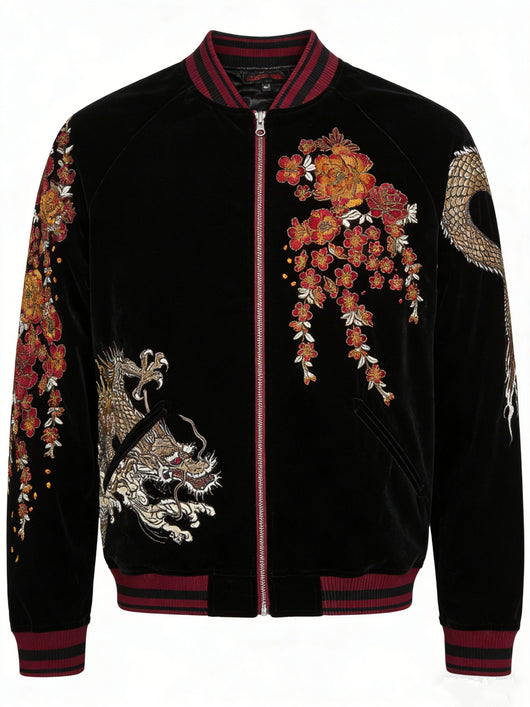 Chaqueta Beisbolera Hombre con Bordado de Dragones y Perla - Image 6